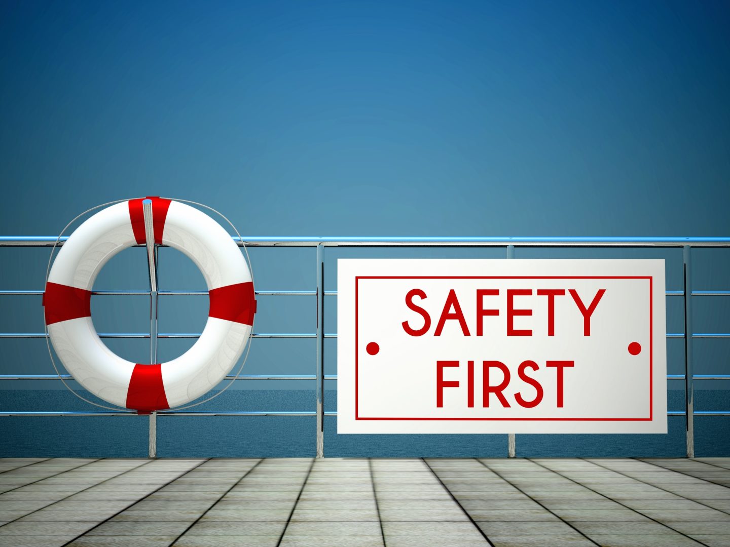Bouée de sauvetage avec pancarte safety first